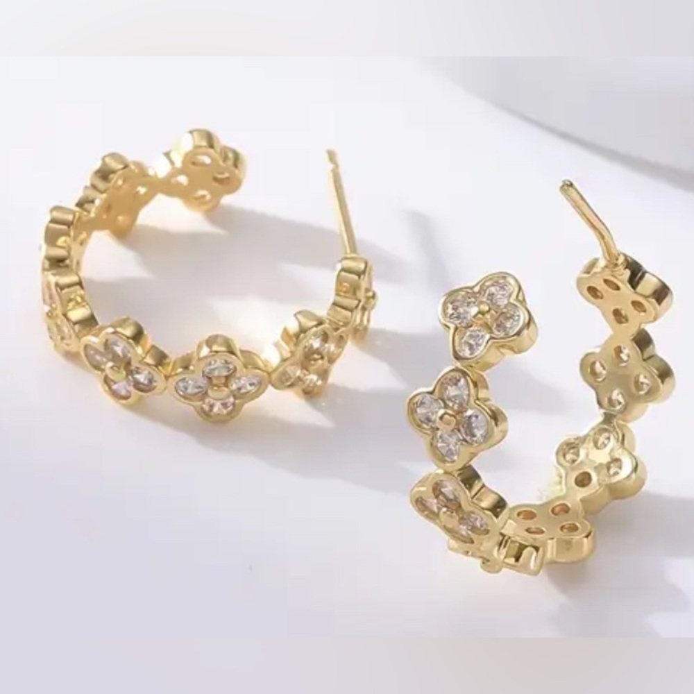 Four Leaf Clover Hoop Earrings